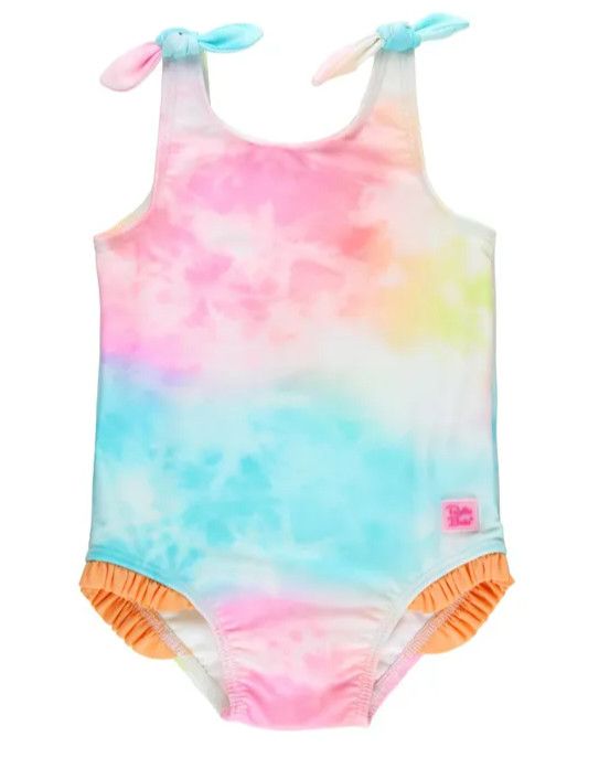 Rufflebutts Rainbow Tie Dye Tie Shoulder One Piece