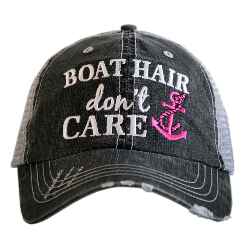 Katydid Boat Hair Don&#39;t Care Trucker Hat Hot Pink