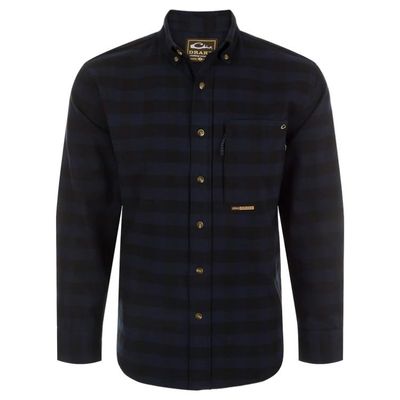 Drake Autumn Brushed Twill Shirt Trad Plaid LS Button Down