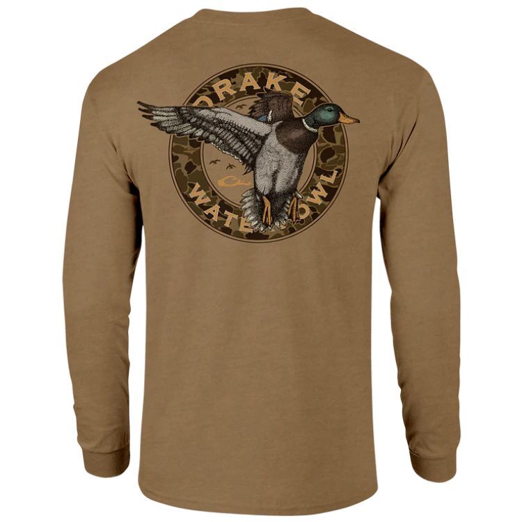 Drake Circle Mallard LS Tee Medal Bronze Heather