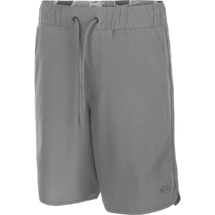 Drake Commando Hybrid 9&quot; Volley Short, Color: Monument Grey / Old School Grey, Size: SM