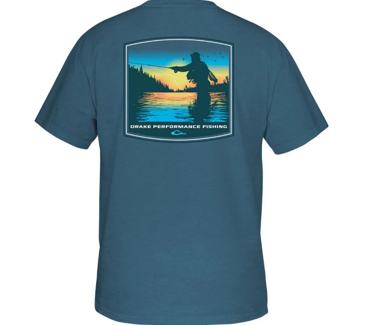 Drake Casting Dawn SS Tee, Color: Blue Slate, Size: SM