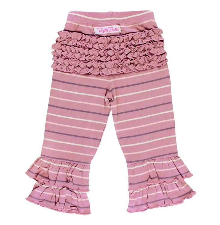Rufflebutts Wisteria Mauve Stripe Ruffle Pants, Size: 12-18m