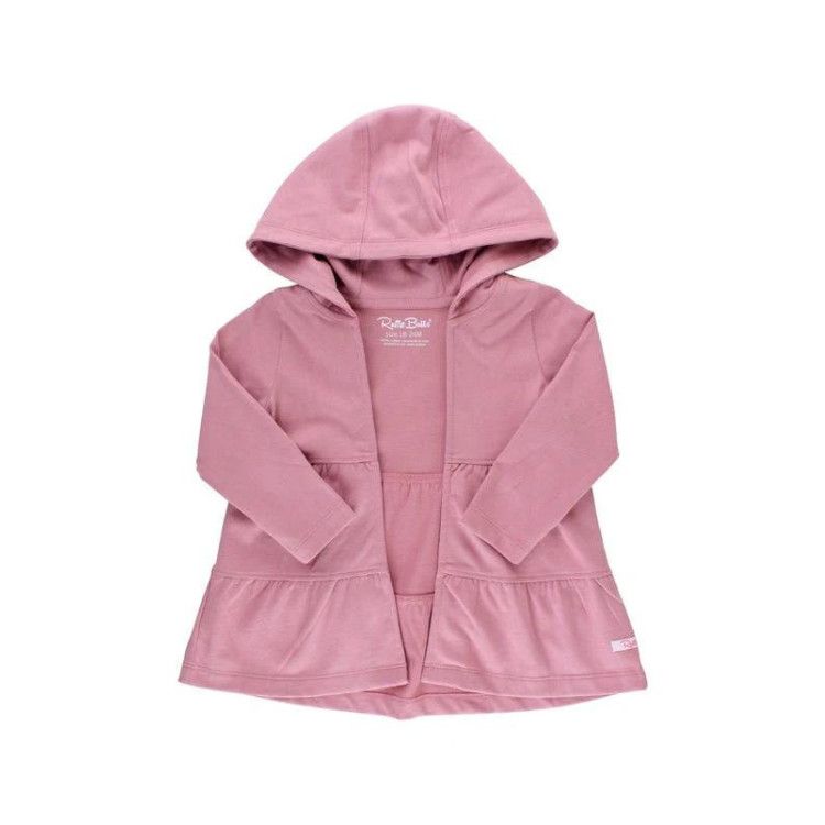 Rufflebutts Tiered Lightweight Hooded Cardigan, Color: Wisteria Mauve, Size: 12-18m