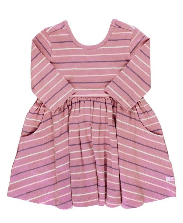 Rufflebutts Wisteria Mauve Stripe Twirl Dress, Size: 12-18m