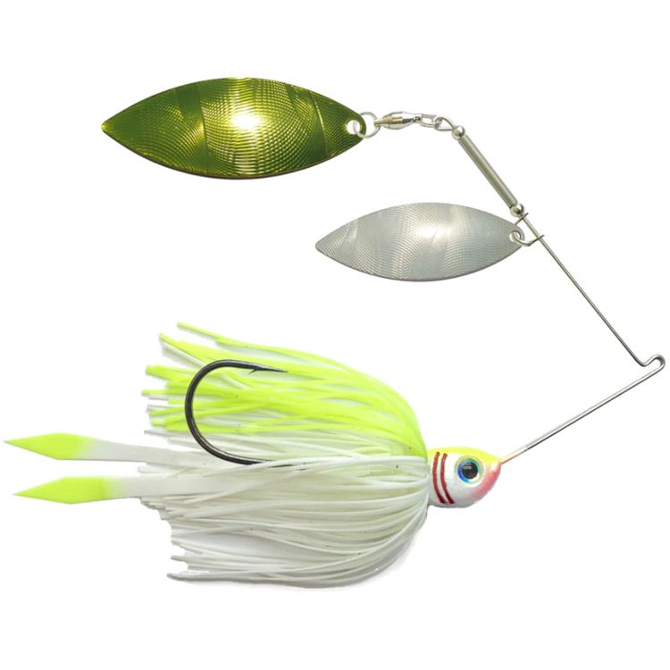 Advantage Bait Dbl Willow 3/8oz , Color: Chartreuse White/White Chart Blade