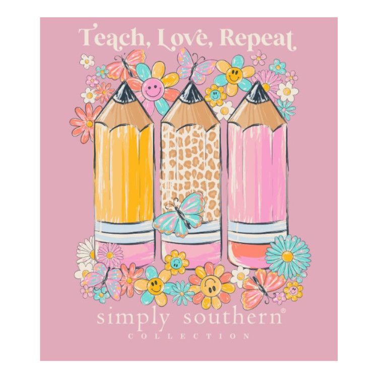 Simply Southern Teach SS Tee, Color: Petal, Size: SM