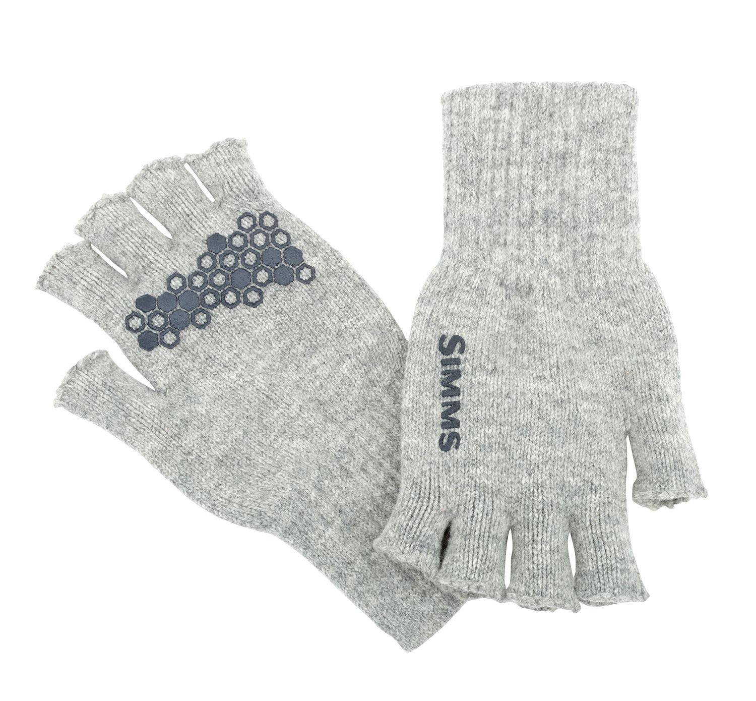 Simms Wool Half Finger Gloves, Color: Cinder, Size: S/M