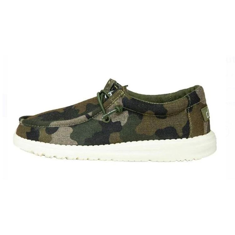 Hey Dude YTH Wally Linen, Color: Camo, Size: 11