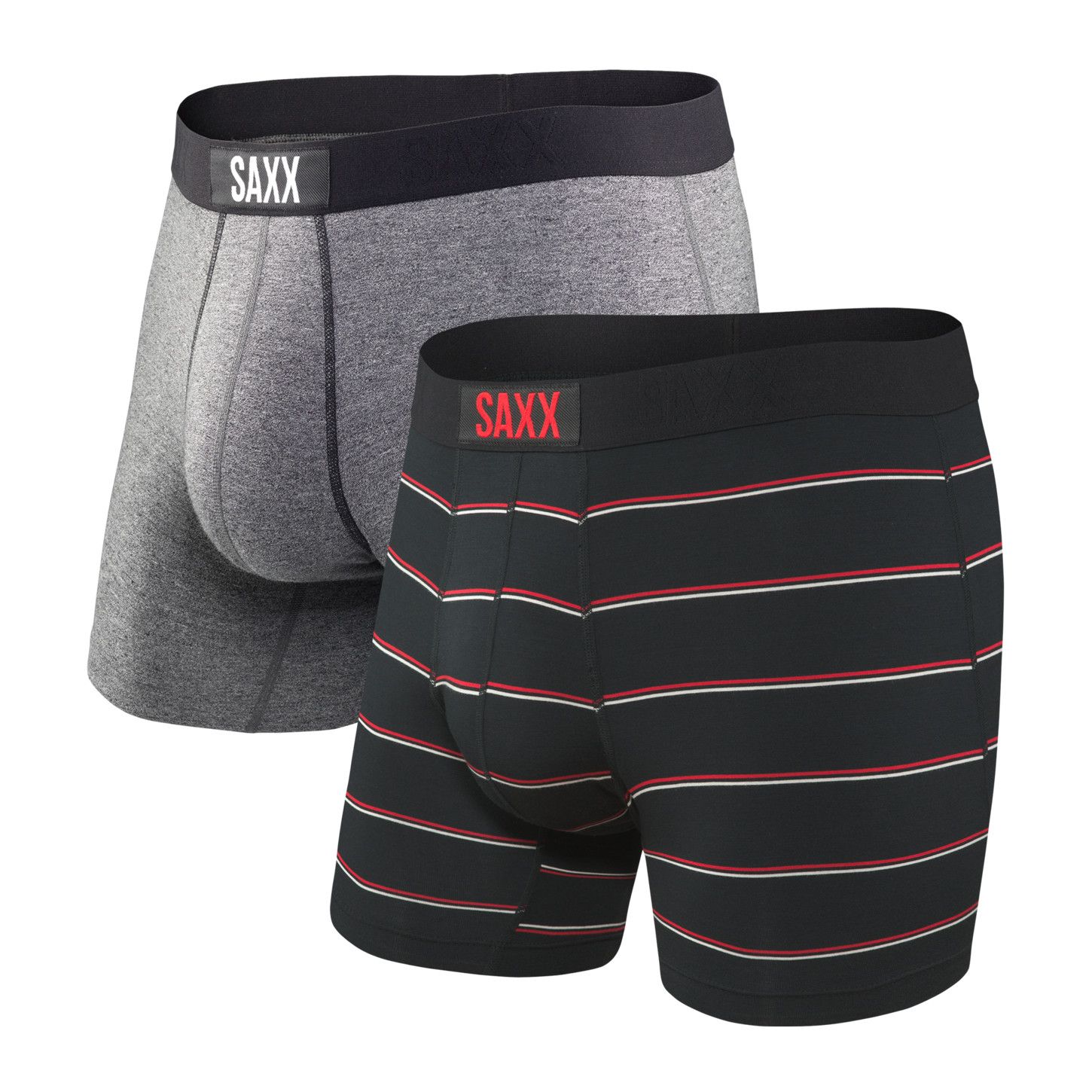 Saxx Vibe Boxer Brief 2 Pack Grey/Shallow Stripe, Size: SM