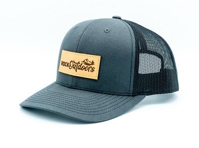Rock Outdoors Etched Leather Applique Rock Outdoors Logo Trucker Hat, Color: Charcoal/Black