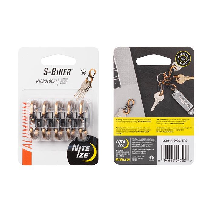 NiteIze MicroLock S-Biner Aluminum 5-Pack , Color: Coyote