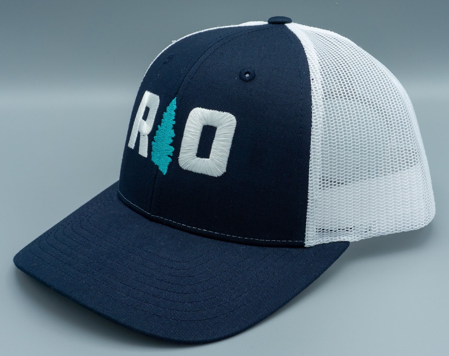 Rock Outdoors Embroidered RO Low Profile Trucker Hat, Color: Navy/White