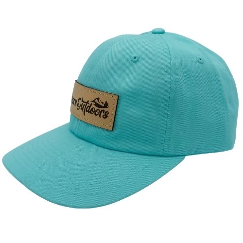 Rock Outdoors Etched Leather Applique Rock Outdoors Logo Unstructured Hat, Color: Aruba Blue