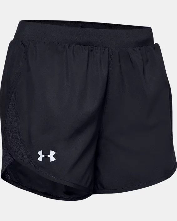 Under Armour Fly By 2.0 Short, Color: Black / Black / Reflective, Size: XS