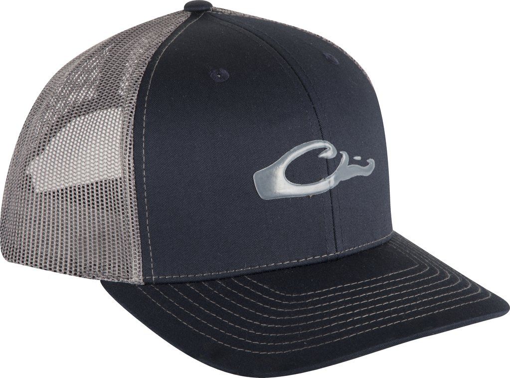 Drake 6-Panel Slick Logo Cap, Color: Navy / Dark Grey