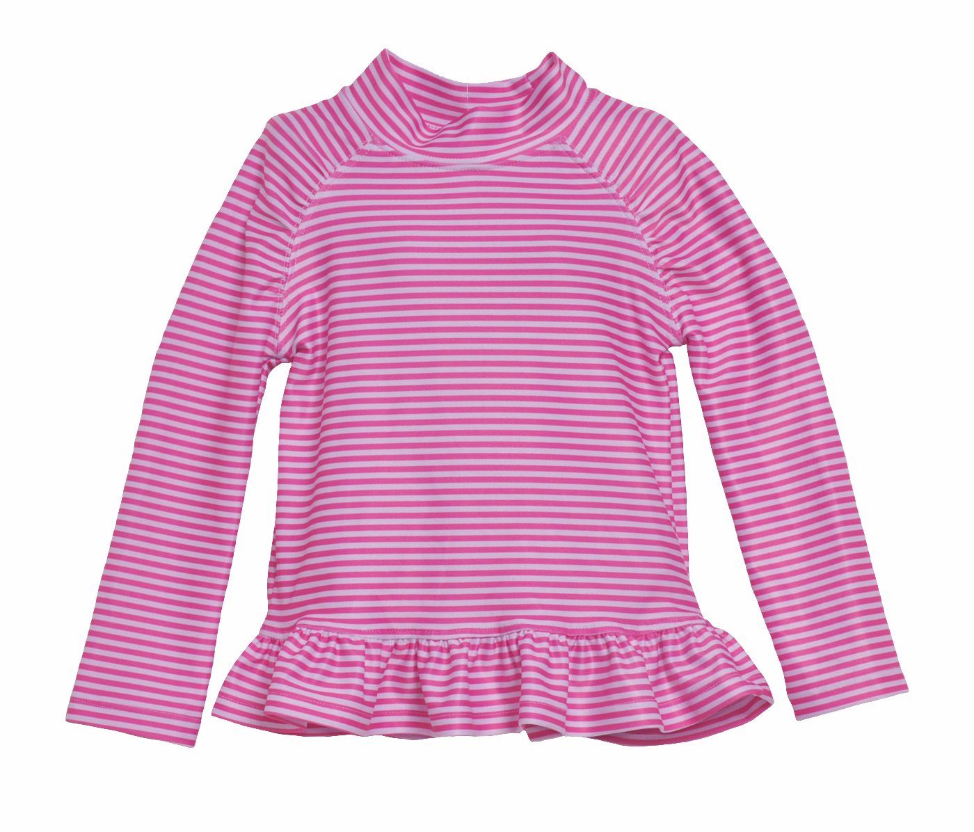 Flap Happy UPF 50+ Ruffle Rash Guard Swim Top  Preppy Pink Stripe, Size: 2