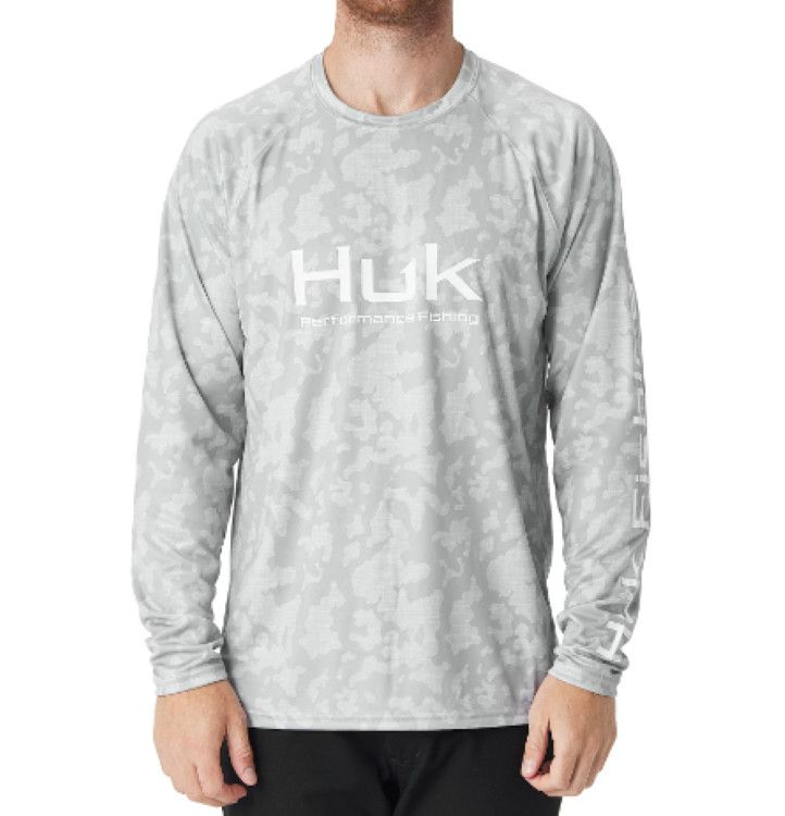 Huk Vented Running Lakes Pursuit LS Performance Shirt, Color: Overcast Grey (032), Size: SM