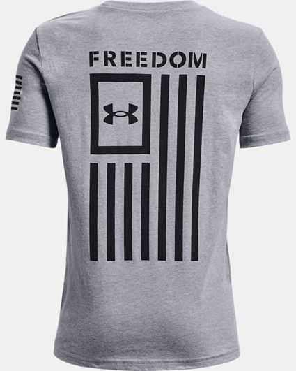 Under Armour YTH Boys New Freedom Flag T 1, Color: Steel Light Heather / Black, Size: XS