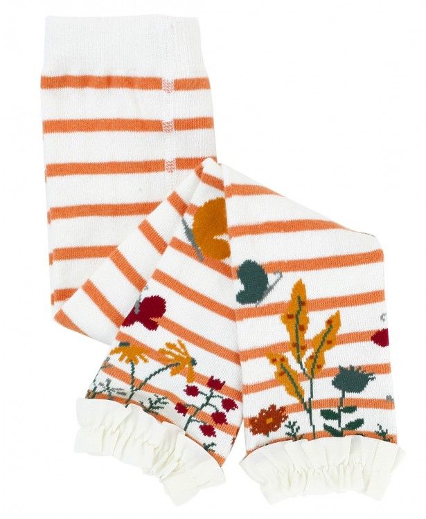 Rufflebutts Cider Stripe Floral Footless Ruffle Tights , Size: 0-6m