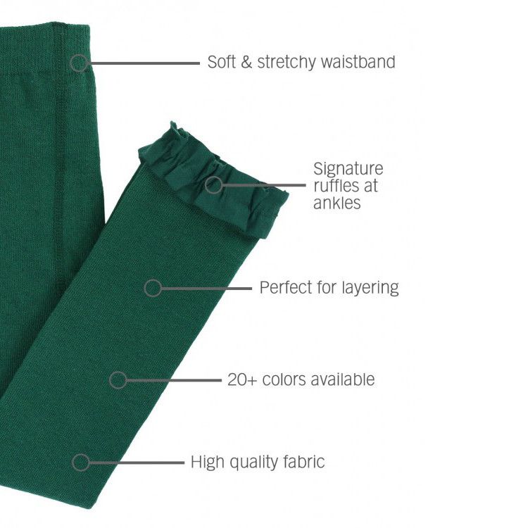 Rufflebutts Solid Footless Ruffle Tights, Color: Evergreen, Size: 0-6m