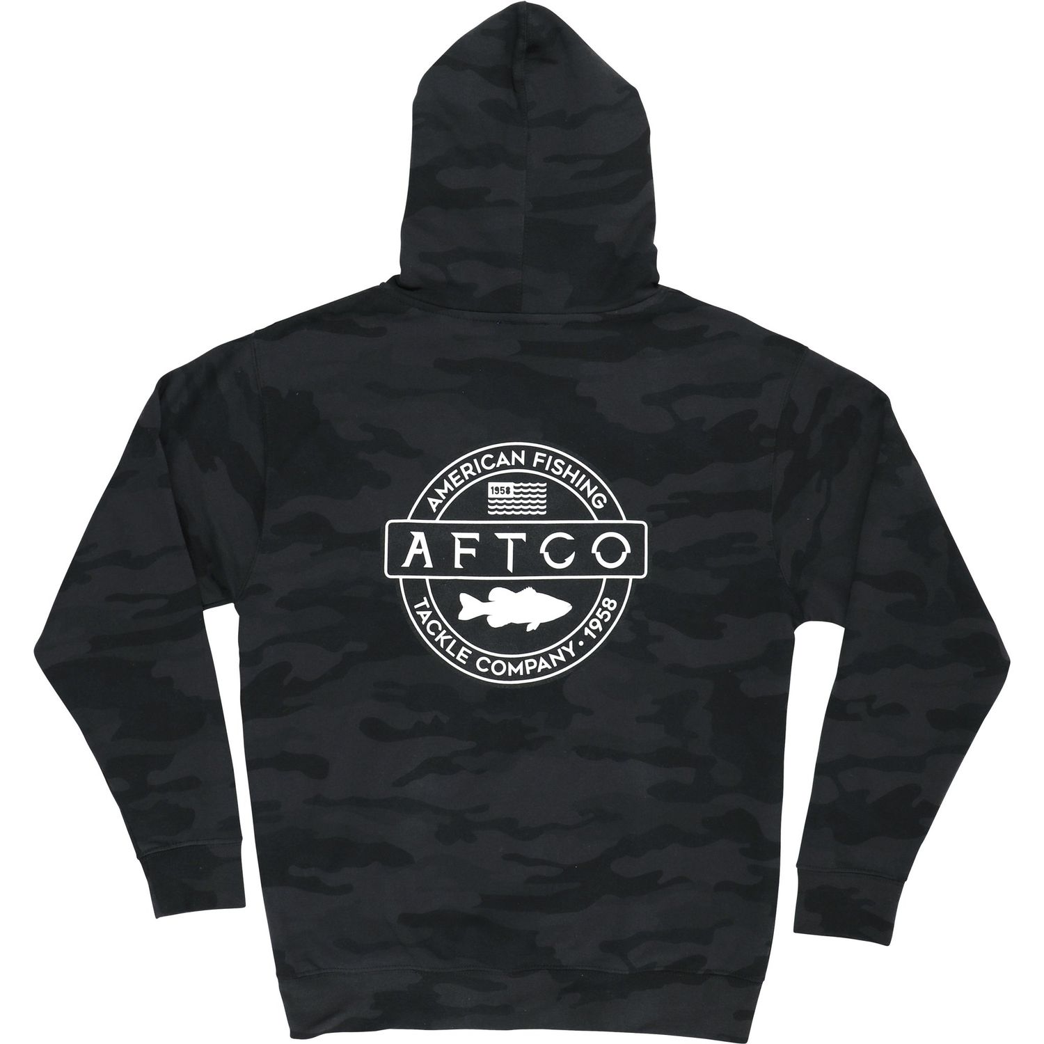 Aftco Bass Patch Hoodie, Color: Black Camo, Size: MD
