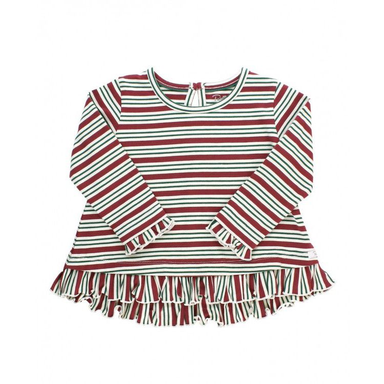 Rufflebutts Peppermint Stripe Ruffle Hem Top, Size: 12-18m