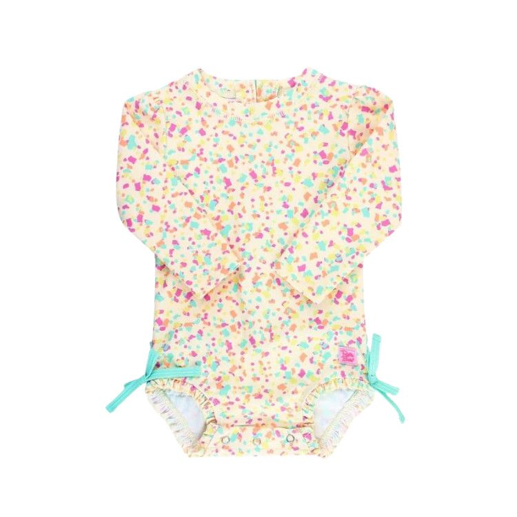 Rufflebutts Confetti Beach One Piece Rash Guard, Size: 0-3m