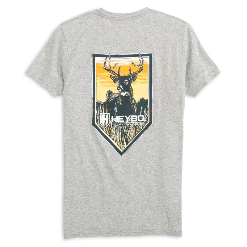 Heybo Deer On Shield SS Tee Athletic Heather, Size: SM