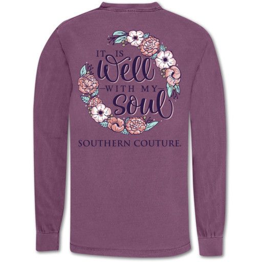 Southern Couture Comfort Well With My Soul LS Tee Berry, Size: SM