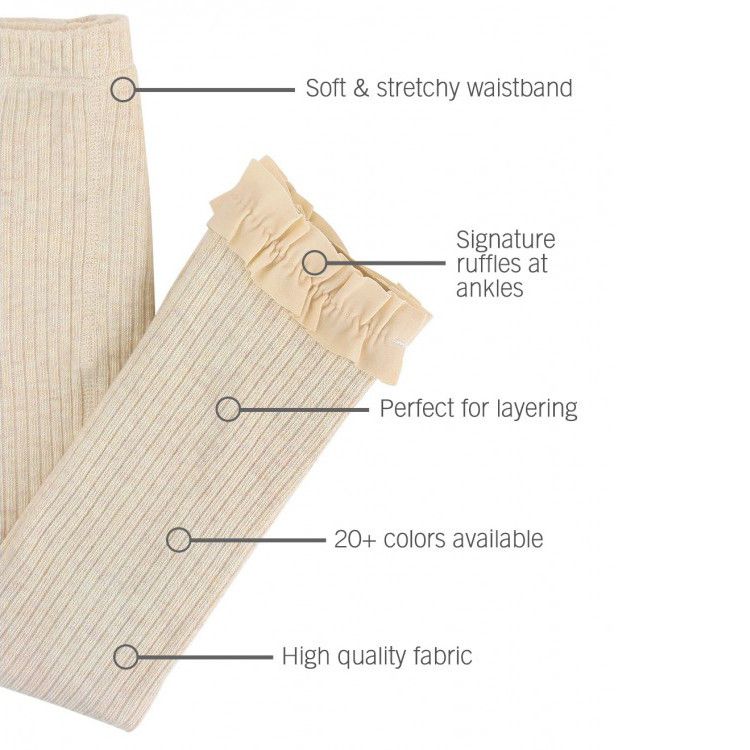 Rufflebutts Oatmeal Ribbed Footless Ruffle Tights, Size: 0-6m