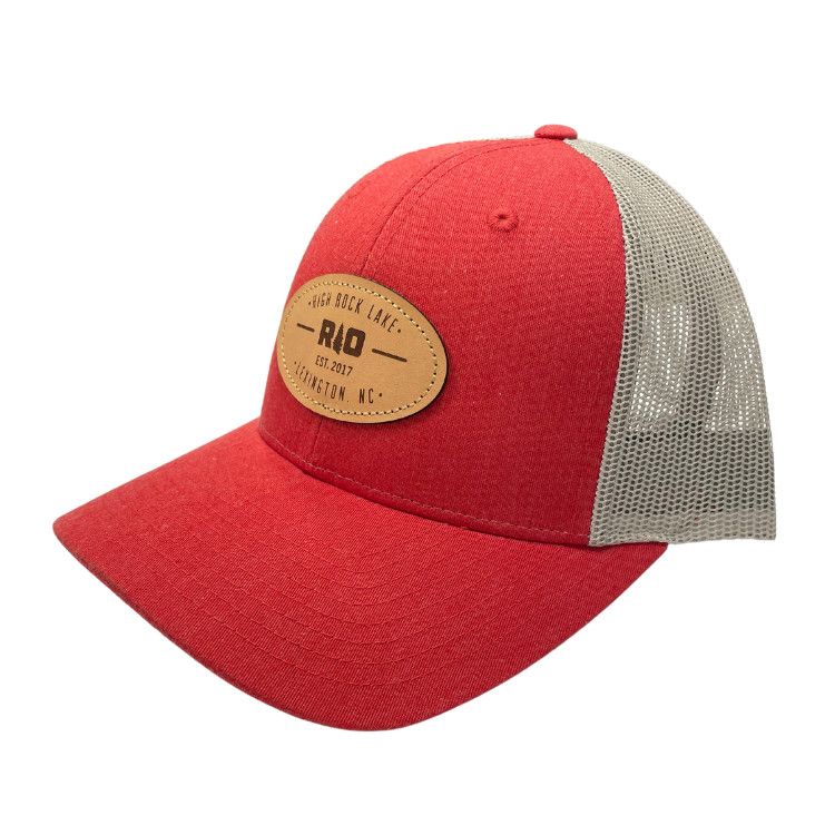 Rock Outdoors RO Oval Leather HRL Patch Low Profile Trucker, Color: Red Heather/Light Grey