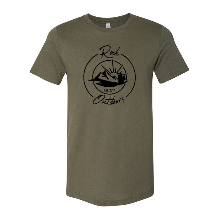 Rock Outdoors Outline Double Circle Black SS Tee Military Green, Size: XS