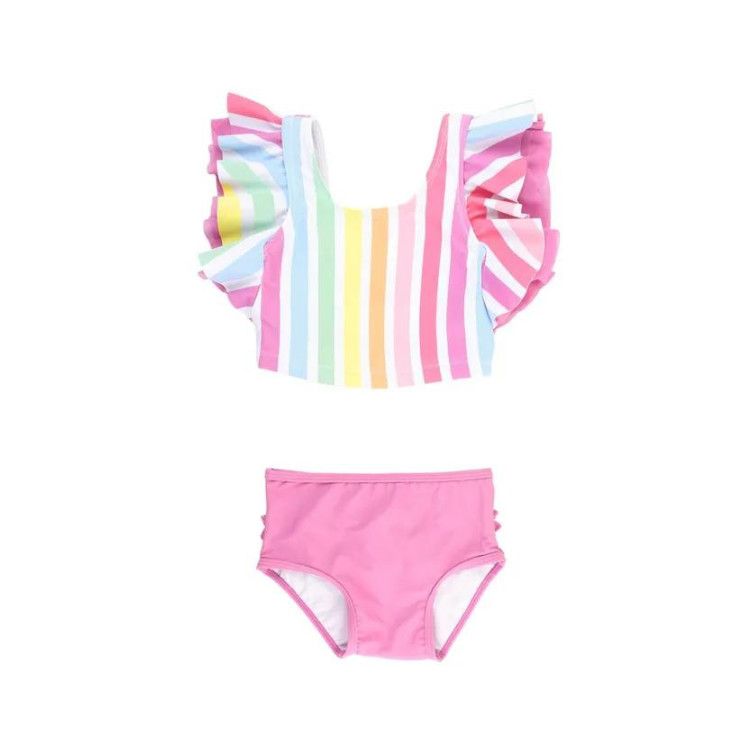 Rufflebutts Rainbow Dream Orchid Butterfly Tankini, Size: 2T