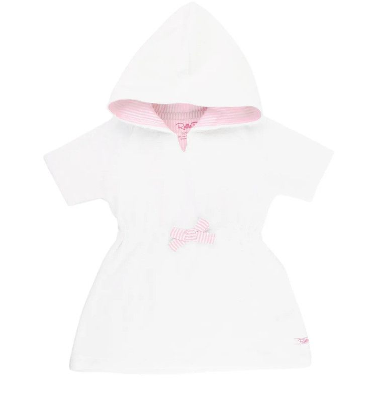 Rufflebutts White w/ Pink Seersucker Terry Cover-Up, Size: 3-6m