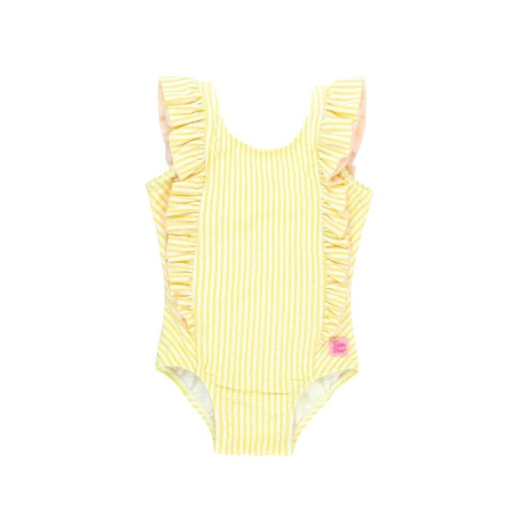 Rufflebutts Banana Seersucker Waterfall One Piece, Size: 3-6m