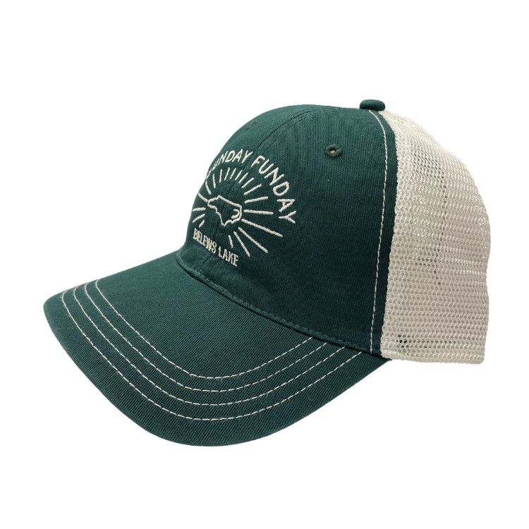 Rock Outdoors Sunday Funday Belews Lake Garment Washed Trucker Hat , Color: Green/White
