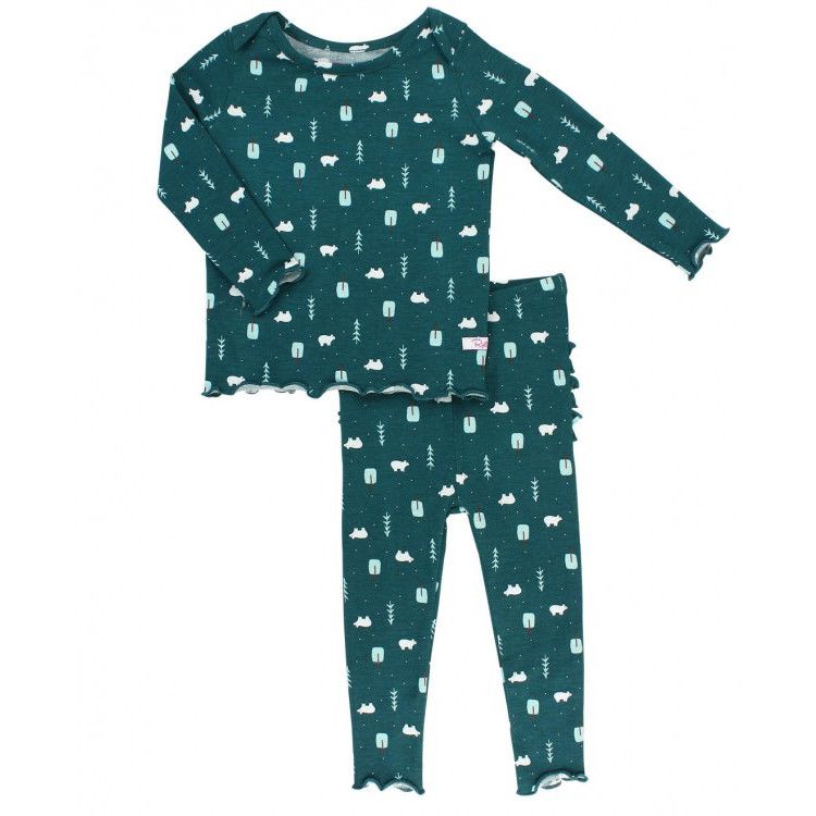 Rufflebutts Polar Frost Snuggly 2pc Ruffled Pajamas , Size: 12-18m