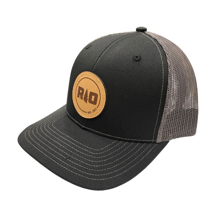 Rock Outdoors RO Round Leather Patch Mid Profile Trucker, Color: Black/Charcoal