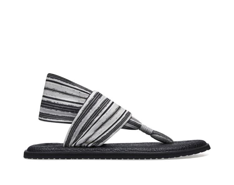 Sanuk W Yoga Sling 2 Stripe, Color: Black / Grey, Size: 6