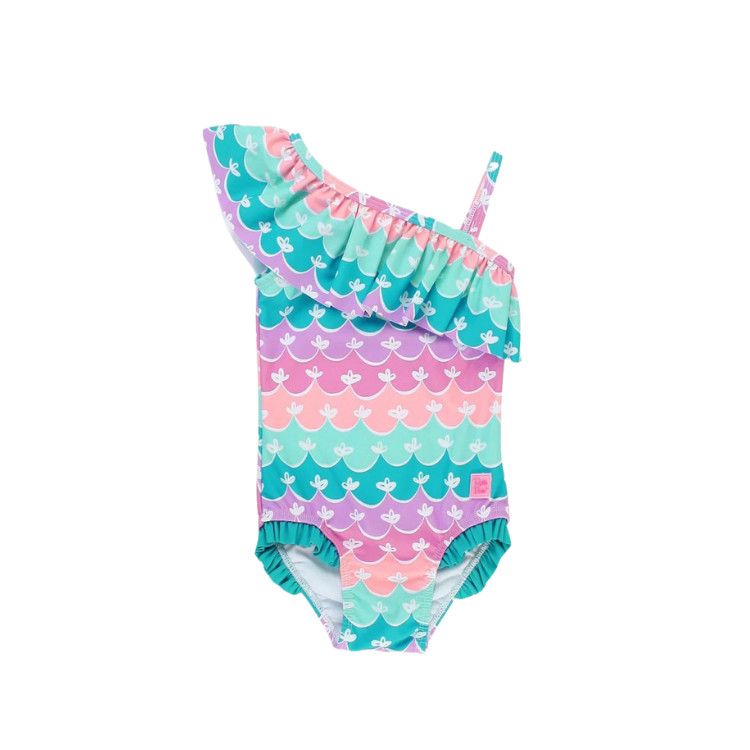 Rufflebutts Mermaid One Shoulder Ruffle One Piece, Size: 12-18m