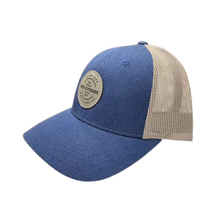 Rock Outdoors Steel Leather Patch Salem Lake Low Profile Trucker Hat, Color: Royal Heather/Light Grey, Size: MD-LG