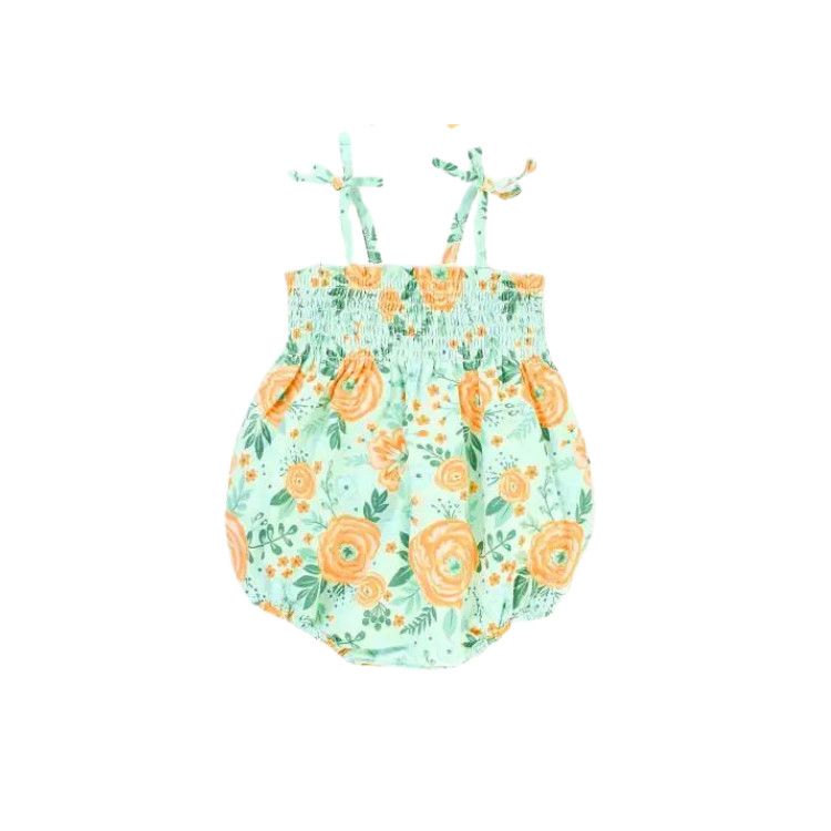 Rufflebutts Cottage Flowers Smocked Bubble Romper, Size: 3-6M