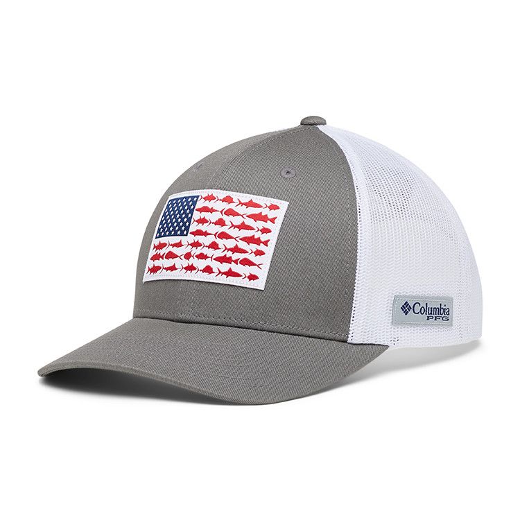 Columbia PFG Fish Flag™ Mesh Snap Back, Color: Titanium / White