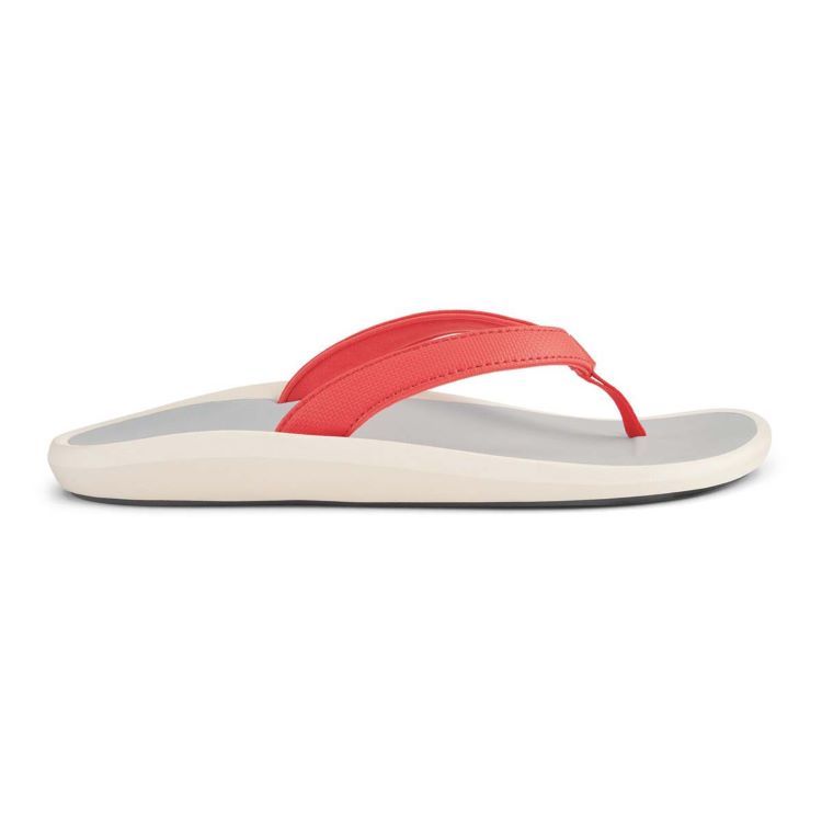 Olukai W Pi&#39;oe, Color: Hot Coral / Mist Grey, Size: 6