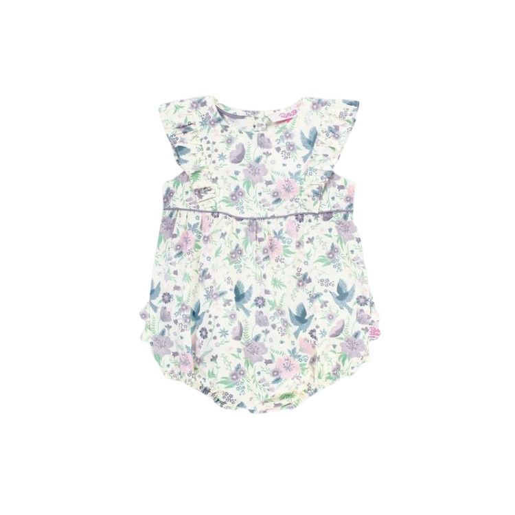 Rufflebutts Solid Waterfall Bubble Romper, Color: Icy Purple, Size: 0-3M