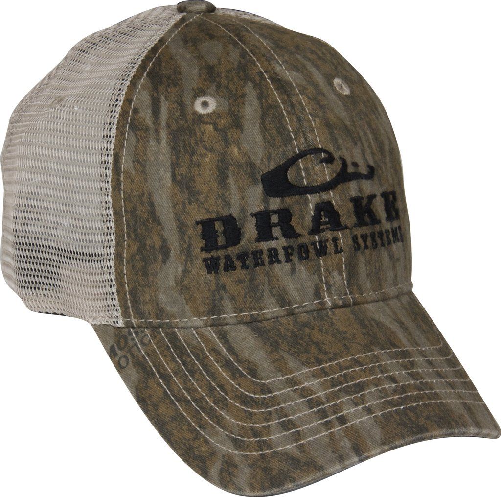 Drake Camo Mesh Back Cap, Color: Mossy Oak  Bottomland