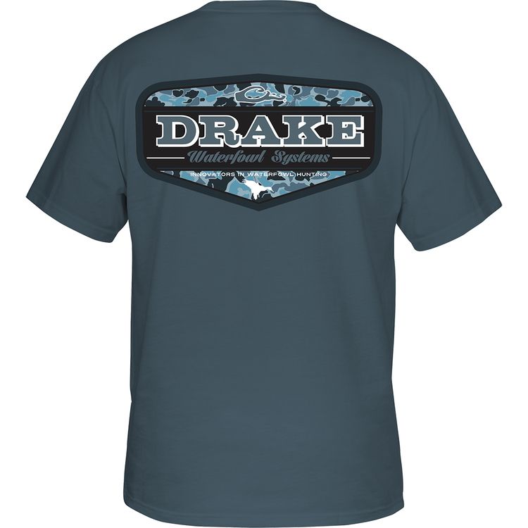 Drake YTH Old School Badge SS Tee, Color: Smoke Blue, Size: SM