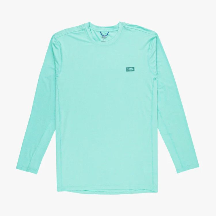 Aftco Air O Mesh LS Performance Shirt, Color: Ocean Wave Heather, Size: SM