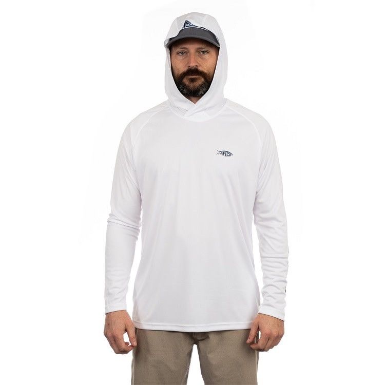 Aftco White Samurai Hooded Tee, Size: LG